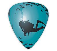 Guitar Picks Picks 12 Pack with Thin Box,Diver Surrounded With Jamb Of Fishes Scuba Snorkel Aqualung Water Sports,Special Guitar Plectrums Gift Set for Guitarist