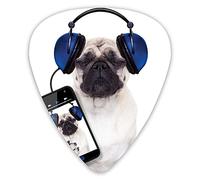 Guitar Picks Picks 12 Pack with Thin Box,Dog Listening Music On The Smartphone Groovy Cool Headphones Animal Funny Image,Special Guitar Plectrums Gift Set for Guitarist