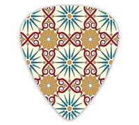 Guitar Picks Picks 12 Pack with Thin Box,Eastern Sacred Geometry Art Figures With Classical Damask Ornate Elements Image,Special Guitar Plectrums Gift Set for Guitarist