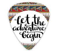 Guitar Picks Picks 12 Pack with Thin Box,Ethnic Backdrop With Geometric Aztec Motifs And Hand Writing Old Fashioned Style,Special Guitar Plectrums Gift Set for Guitarist