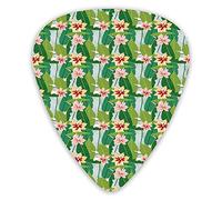 Guitar Picks Picks 12 Pack with Thin Box,Exotic Hawaiian Style Botanical Pattern For Tropical Heaven And Paradise Holiday,Special Guitar Plectrums Gift Set for Guitarist