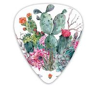 Guitar Picks Picks 12 Pack with Thin Box,Exotic Natural Watercolor Bouquet In Boho Style Succulent Flowers Feather And Arrows,Special Guitar Plectrums Gift Set for Guitarist