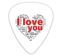 Guitar Picks Picks 12 Pack with Thin Box,Expressions From Various Languages Te Amo Je Taime Te Amo Valentines Heart,Special Guitar Plectrums Gift Set for Guitarist