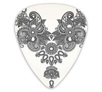 Guitar Picks Picks 12 Pack with Thin Box,Far Eastern Vintage Fashion Ornamental Paisley Abstract Artwork With Oriental Effect,Special Guitar Plectrums Gift Set for Guitarist