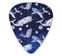 Guitar Picks Picks 12 Pack with Thin Box,Fishes And Planets Hovering Amongst Stars In Outer Space Cosmos Illustration,Special Guitar Plectrums Gift Set for Guitarist