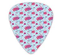 Guitar Picks Picks 12 Pack with Thin Box,Floral Exotic Lily Petal Vivid Fragrance Ornamental Birds Feminine Design,Special Guitar Plectrums Gift Set for Guitarist