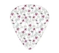 Guitar Picks Picks 12 Pack with Thin Box,Flowers Wild Rural Field Blossoms in Pink Floriculture Summer Garden,Special Guitar Plectrums Gift Set for Guitarist,Pink Green White