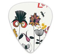 Guitar Picks Picks 12 Pack with Thin Box,Funky Featured Different Type Of Flower Motif Love Mother Earth Themed Bohemian,Special Guitar Plectrums Gift Set for Guitarist