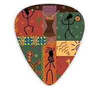 Guitar Picks Picks 12 Pack with Thin Box,Funky Tribal Pattern Depicting African Style Dance Moves Instruments Spiritual,Special Guitar Plectrums Gift Set for Guitarist