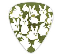 Guitar Picks Picks 12 Pack with Thin Box,Funny Cartoon White Rabbits On Green Backdrop Easter Animal Illustration,Special Guitar Plectrums Gift Set for Guitarist