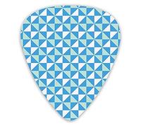Guitar Picks Picks 12 Pack with Thin Box,Grid Tile Triangles With Squares Contemporary Style Arrangement In Blue,Special Guitar Plectrums Gift Set for Guitarist