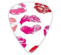 Guitar Picks Picks 12 Pack with Thin Box,Grunge Pink And Red Lipstick Marks Beauty Desire Love Valentines Smooch,Special Guitar Plectrums Gift Set for Guitarist