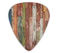 Guitar Picks Picks 12 Pack with Thin Box,Grunge Style Planks Print Weathered Old Look Vintage Illustration Architecture Theme,Special Guitar Plectrums Gift Set for Guitarist