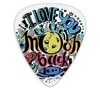 Guitar Picks Picks 12 Pack with Thin Box,Grunge Valentines Colorful Composition Rocket Figure Declaration Of Love Phrase,Special Guitar Plectrums Gift Set for Guitarist