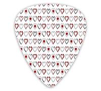 Guitar Picks Picks 12 Pack with Thin Box,Hand Drawn Style Doodle Hearts Valentines Day Romance Hipster Modern Pattern,Special Guitar Plectrums Gift Set for Guitarist