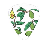 Guitar Picks Picks 12 Pack with Thin Box,Hand-Drawn Tropical Nature Themed Exotic Fruits Hanging on Tree Branches Print,Special Guitar Plectrums Gift Set for Guitarist,Green and Brown