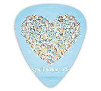 Guitar Picks Picks 12 Pack with Thin Box,Happy Love Valentines Day Image With Paisley Floral Colorful Heart Design,Special Guitar Plectrums Gift Set for Guitarist