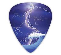 Guitar Picks Picks 12 Pack with Thin Box,Heavy Storm In The Ocean Dark Thunder Scenery Cartoon With A Huge Wave,Special Guitar Plectrums Gift Set for Guitarist