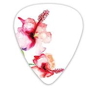 Guitar Picks Picks 12 Pack with Thin Box,Hibiscus Flowers On Plain Background In Pastel Colors Nature Home Decor,Special Guitar Plectrums Gift Set for Guitarist