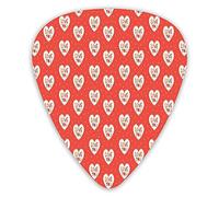 Guitar Picks Picks 12 Pack with Thin Box,Hipster Hearts Pattern With Love You Texts Heart Shapes Valentines Day Theme,Special Guitar Plectrums Gift Set for Guitarist