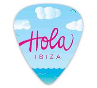Guitar Picks Picks 12 Pack with Thin Box,Hola Ibiza Lettering Calligraphy Wind Boats On The Ocean With Seagulls,Special Guitar Plectrums Gift Set for Guitarist