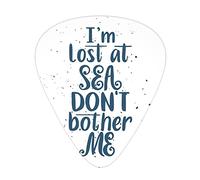 Guitar Picks Picks 12 Pack with Thin Box,I Am Lost at The Sea DoBother Me Phrase on Scattered Background,Special Guitar Plectrums Gift Set for Guitarist,Night Blue and White