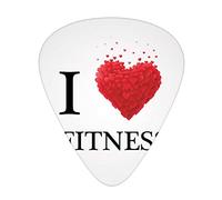 Guitar Picks Picks 12 Pack with Thin Box,I Love Fitness Modern Font Type with Romantic Hearts Graphic Stylized Design,Special Guitar Plectrums Gift Set for Guitarist,Black White And Red