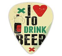 Guitar Picks Picks 12 Pack with Thin Box,I Love To Drink Beer Calligraphy With A Hand Holding Booze Bottle Grunge Illustration,Special Guitar Plectrums Gift Set for Guitarist