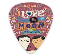 Guitar Picks Picks 12 Pack with Thin Box,I Love You To The Moon And Back Hand Drawn Quote With A Romantic Couple,Special Guitar Plectrums Gift Set for Guitarist