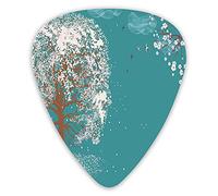 Guitar Picks Picks 12 Pack with Thin Box,Illustration Of Blooming Tree Branches Abstract Clouds And Birds On Teal Backdrop,Special Guitar Plectrums Gift Set for Guitarist