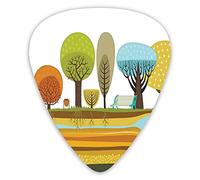 Guitar Picks Picks 12 Pack with Thin Box,Illustration Of Flat Park Elements In The City As Trees Roots Bench Soil And Water,Special Guitar Plectrums Gift Set for Guitarist