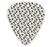 Guitar Picks Picks 12 Pack with Thin Box,Ink Drawing Style Abstract Flying Bird Figures Pattern Wildlife And Freedom,Special Guitar Plectrums Gift Set for Guitarist