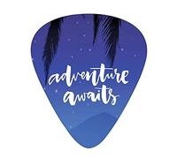 Guitar Picks Picks 12 Pack with Thin Box,Inspirational Saying About Travel and Vacation with Stars Night Sky,Special Guitar Plectrums Gift Set for Guitarist,Violet Blue White