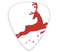 Guitar Picks Picks 12 Pack with Thin Box,Jumping Reindeer Leaving A Starry Trace Behind Christmas Character Silhouette,Special Guitar Plectrums Gift Set for Guitarist