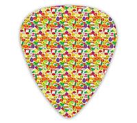Guitar Picks Picks 12 Pack with Thin Box,Kawaii Stylized Sweet Pattern WithOrganic Foods Happy Smiling Faces,Special Guitar Plectrums Gift Set for Guitarist