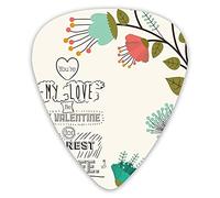Guitar Picks Picks 12 Pack with Thin Box,Love Valentines Day Romanic Themed Floral Flowers With Leaves Art Print,Special Guitar Plectrums Gift Set for Guitarist