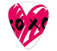 Guitar Picks Picks 12 Pack with Thin Box,Love Valentines Heart With Kisses Abstract Calligraphy Art Romance Couple Graphic,Special Guitar Plectrums Gift Set for Guitarist