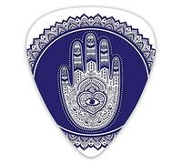 Guitar Picks Picks 12 Pack with Thin Box,Middle Eastern Mandala Motif With Oriental Hand Design With Heart And Eye,Special Guitar Plectrums Gift Set for Guitarist