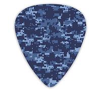 Guitar Picks Picks 12 Pack with Thin Box,Militaristic Digital Effected Armed Forces Pattern Grunge Fashion In Blue Theme Art,Special Guitar Plectrums Gift Set for Guitarist