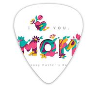 Guitar Picks Picks 12 Pack with Thin Box,Mothers Day Themed Colorful Floral Letters I Love You Phrase Uplifting Design,Special Guitar Plectrums Gift Set for Guitarist