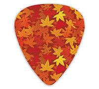 Guitar Picks Picks 12 Pack with Thin Box,Multi Colored Autumn Fall Maple Leaves In Unusual Designs Nature Theme Artprint,Special Guitar Plectrums Gift Set for Guitarist