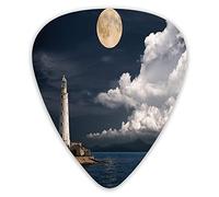 Guitar Picks Picks 12 Pack with Thin Box,Old Lighthouse By The Sea With White Clouds And Calm Ocean Landscape Photo,Special Guitar Plectrums Gift Set for Guitarist