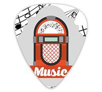 Guitar Picks Picks 12 Pack with Thin Box,Old Vintage Art Music Radio Box Cartoon Image With Notes Theme Artwork Picture,Special Guitar Plectrums Gift Set for Guitarist