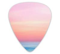 Guitar Picks Picks 12 Pack with Thin Box,Ombre Calming Seaview Calm Water Relaxing Tones Sunset On The Seaside Summertime Art,Special Guitar Plectrums Gift Set for Guitarist