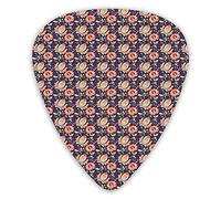 Guitar Picks Picks 12 Pack with Thin Box,Oriental Colorful Floral Arrangement With Ornate Swirls Leaves Asian Culture Pattern,Special Guitar Plectrums Gift Set for Guitarist