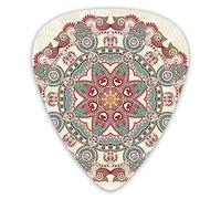 Guitar Picks Picks 12 Pack with Thin Box,Oriental Mandala Figure Vintage Style Boho Art Geometric Forms Pattern Image,Special Guitar Plectrums Gift Set for Guitarist