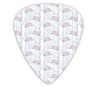 Guitar Picks Picks 12 Pack with Thin Box,Ornamental Alstroemeria Flowers On Vertical Striped Background,Special Guitar Plectrums Gift Set for Guitarist