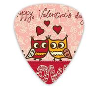 Guitar Picks Picks 12 Pack with Thin Box,Owls In Love Print Cute Partners Couples Boho Style Hearts Flowers Dots,Special Guitar Plectrums Gift Set for Guitarist