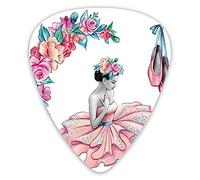 Guitar Picks Picks 12 Pack with Thin Box,Painting Illustration Of Girl With Floral Head Wear Andffy Pastel Toned Tutu,Special Guitar Plectrums Gift Set for Guitarist