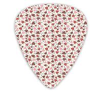 Guitar Picks Picks 12 Pack with Thin Box,Pastel Colored Hand Drawn Romantic Pattern For Valentines Day Love And Marriage,Special Guitar Plectrums Gift Set for Guitarist